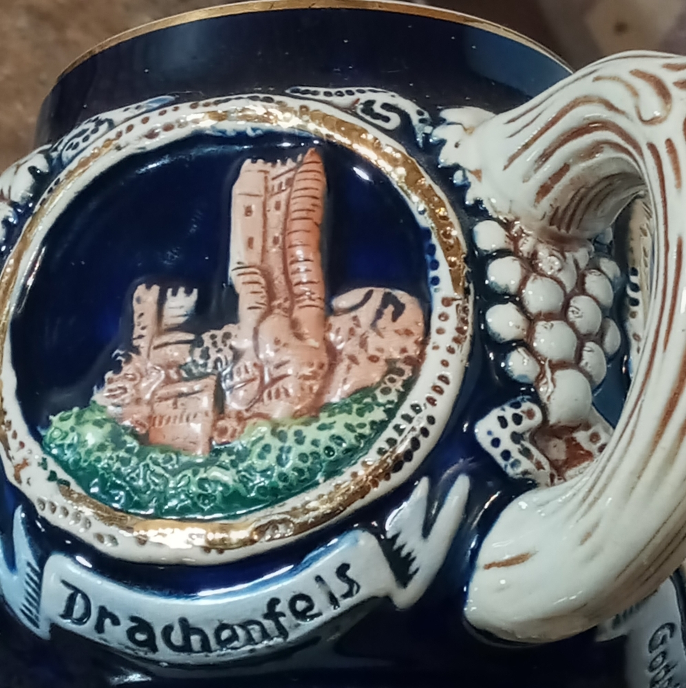 Vintage 1950s German Castle short beer mug